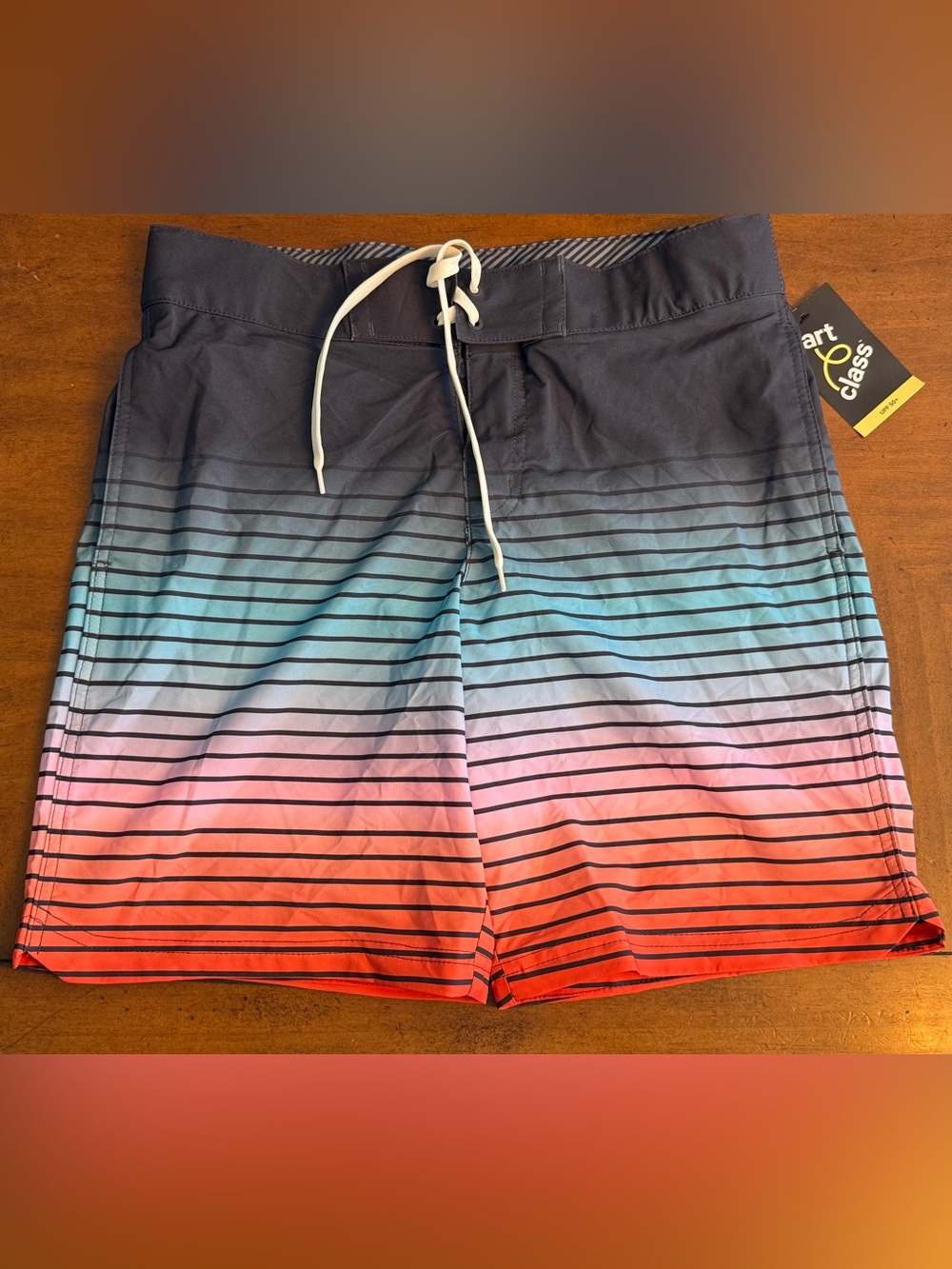 art class Boys Ombre Stripe Swim Trunks in Blue, Pink, Red size 16